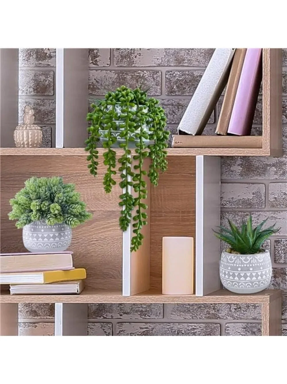 artificial succulent potted plants faux greenery for home office 3 set small